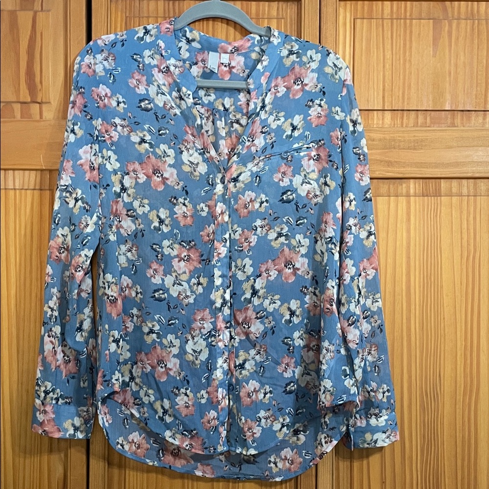 Kut from the Kloth Floral Blouse in Blue and Pink